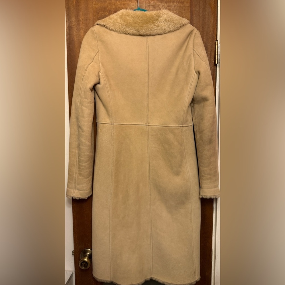 J.Crew Shearling 100% Leather Tan Penny Lane Style Wool Lined Coat Runs small ! - Picture 7 of 12